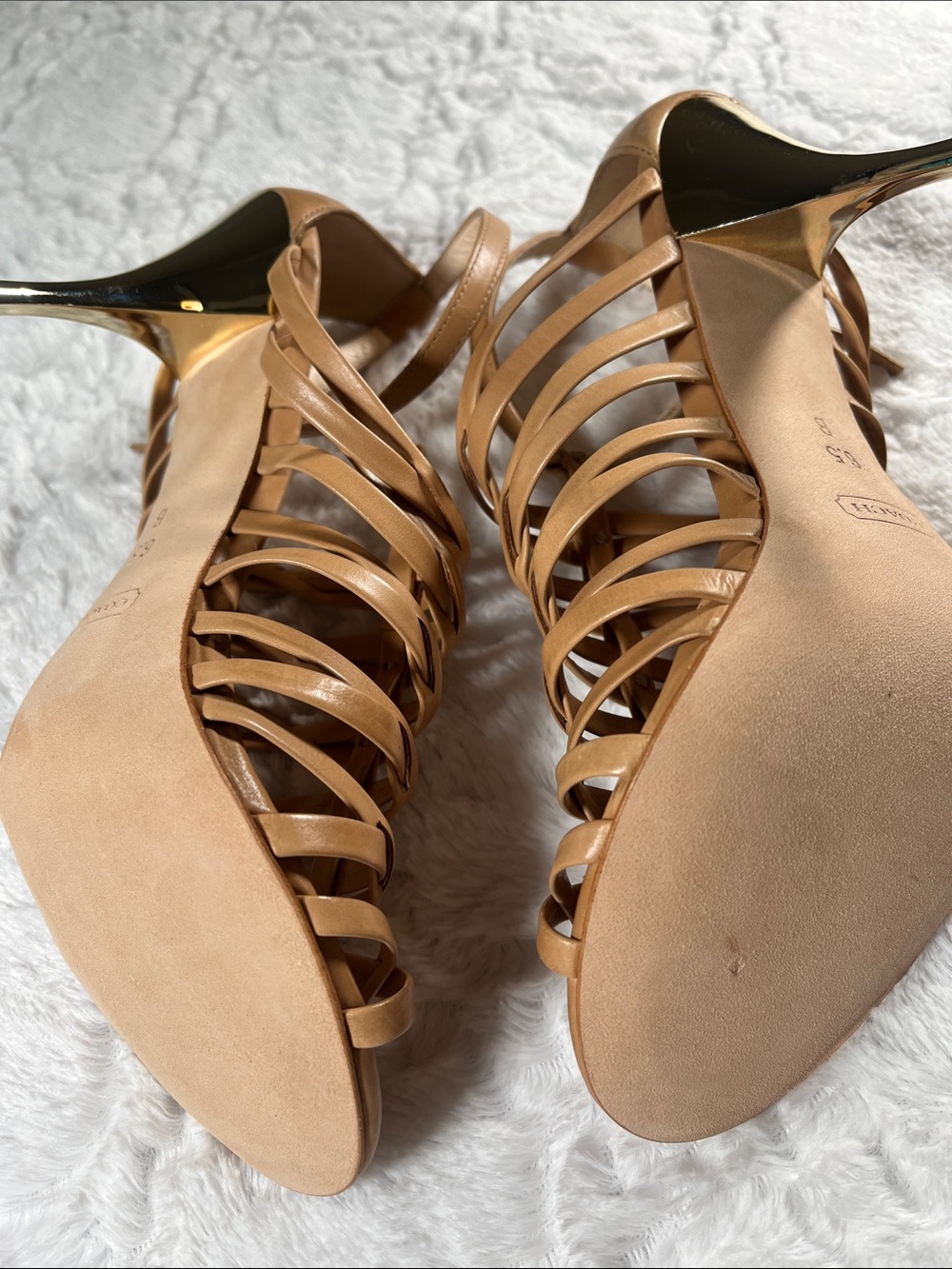 COACH Tan Strappy Cage Heels sz 6.5 - Picture 5 of 5